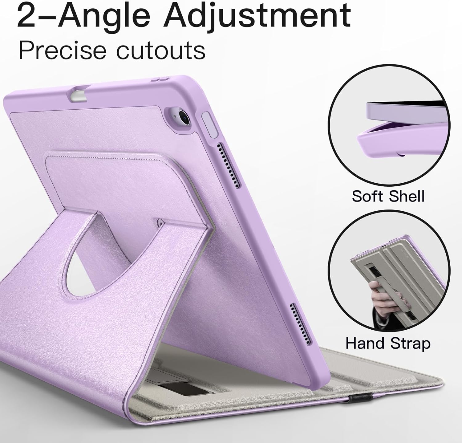 JETech Rotating Case for iPad Air 13-Inch M4/M3/M2 (2026/2025/2024) with Pencil Holder, 360 Degree Rotation PU Leather Folio Protective Cover (Purple)