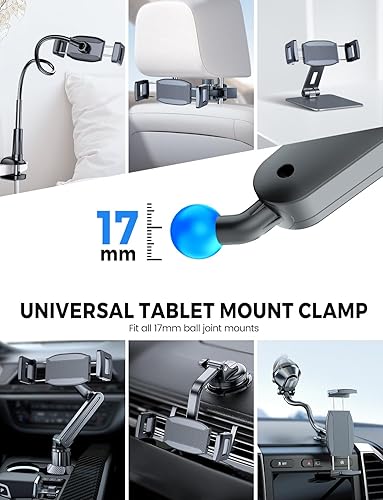 Miniatura 3 de eSamcore Abrazadera para tableta ampliada, clips de montaje de profundidad de 1.57 pulgadas para funda gruesa, ajuste de rótula de 0.669 in para