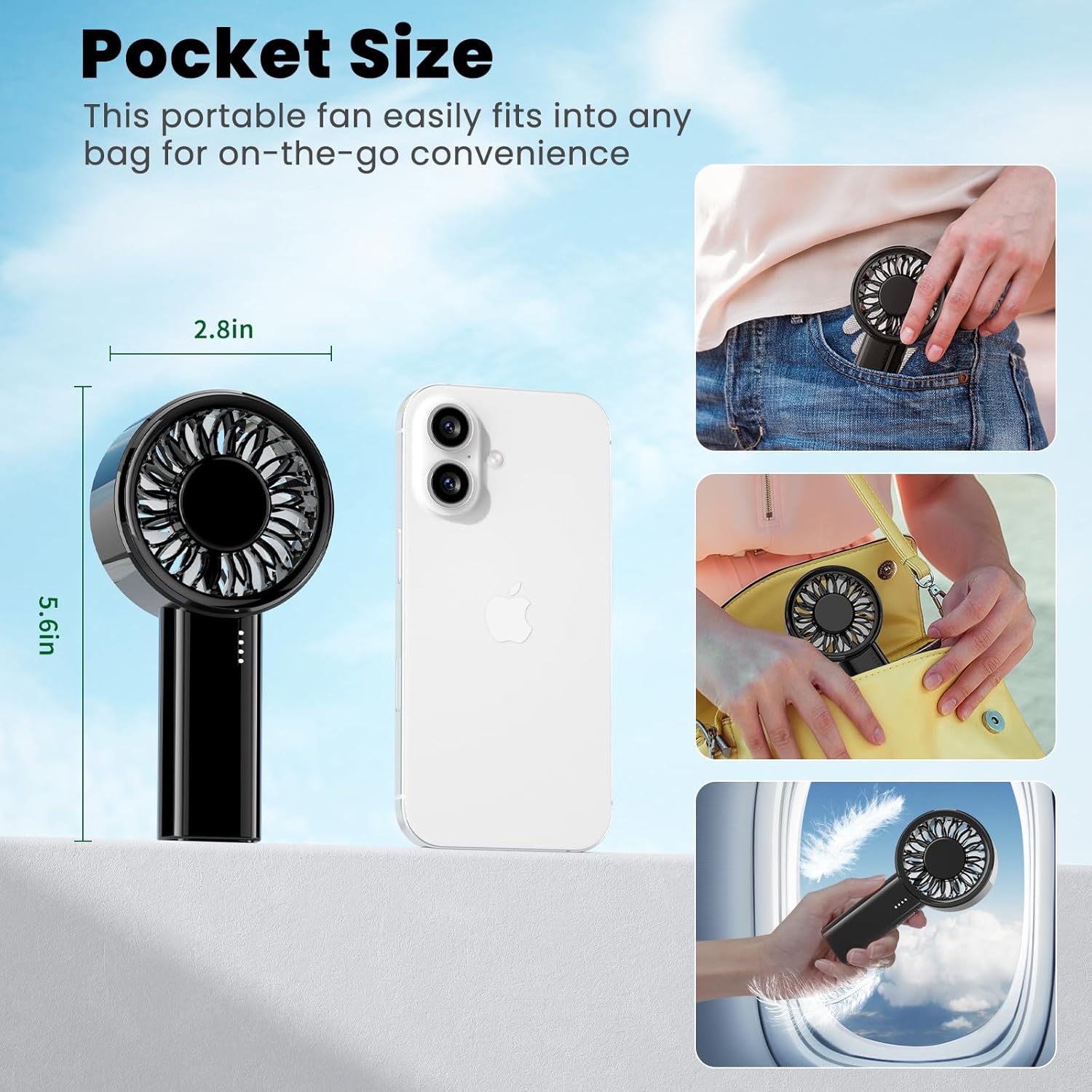 HandFan 2025 Design Handheld Fan dimensions and portability