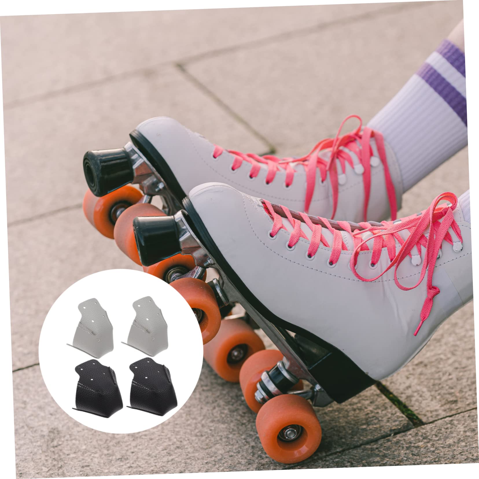 ifundom Botas De Skate Punteras para Patines Hielo Topes De Patines Guardia Patinaje Topes De Skate Puntera para Patines Protector De Zapatos Portada De Patines Cuero Negro