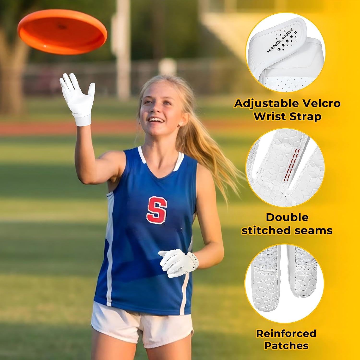 HANDLANDY Youth Ultimate Frisbee Gloves, Flying Disc Gloves for Kids