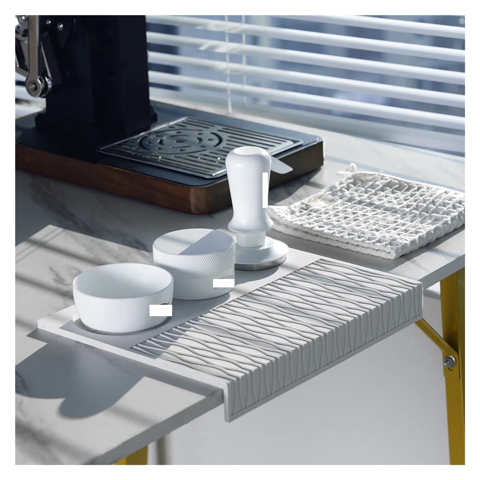 6 EN 1, Kit De Accesorios Con Café, Distribuidor, Tapete Silicona para Café(Silver 58MM)