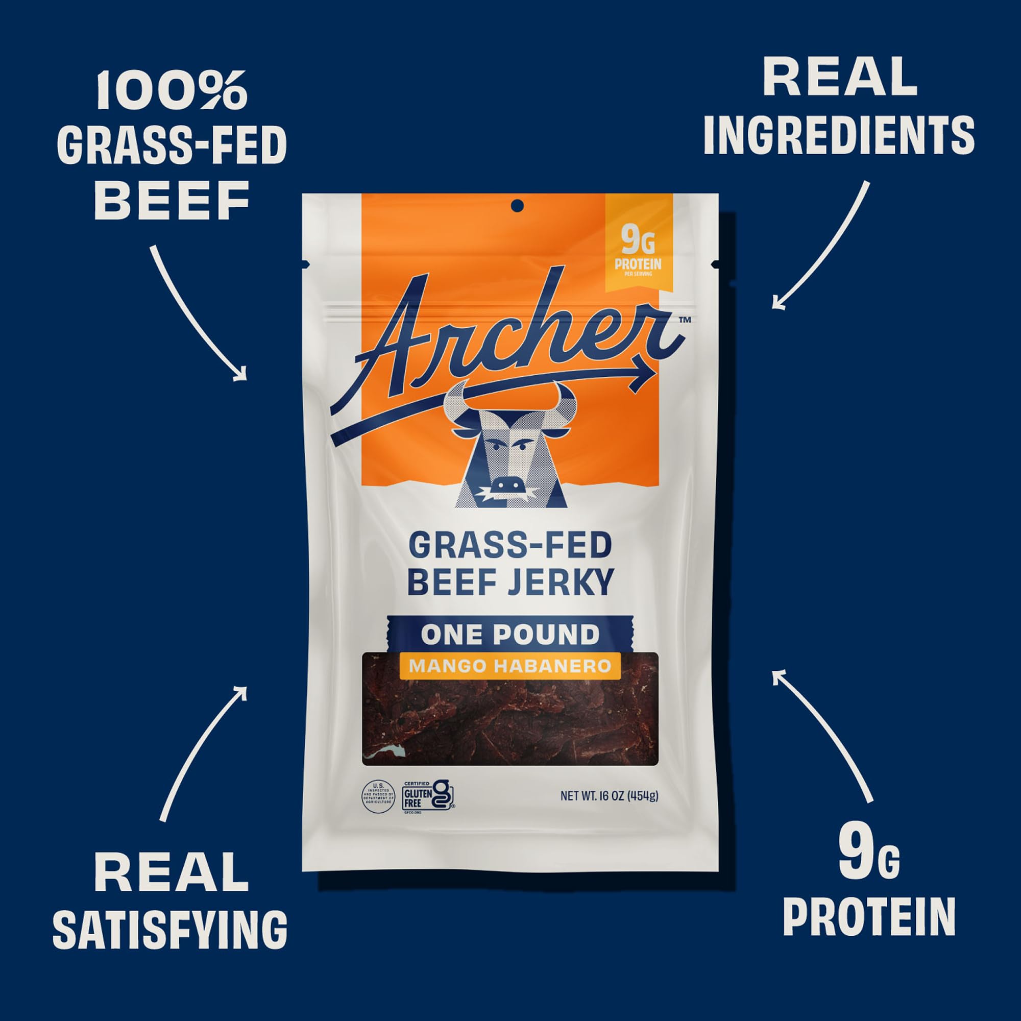 Archer Jerky Grass-Fed Beef Jerky, Mango Habanero, Gluten Free - 16 Oz thumbnail 3