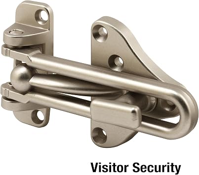 Defender Security U 11316 Swing Bar Door Guard with High Security Auxiliary Lock, Satin Nickel, 1 Pack