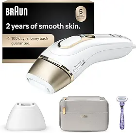 Braun Remoção de pelos IPL para mulheres e homens, New Silk Expert Pro 5 PL5157, para corpo e rosto, sistema de remoção de pelos de longa duração, alternativa à remoção de pelos a