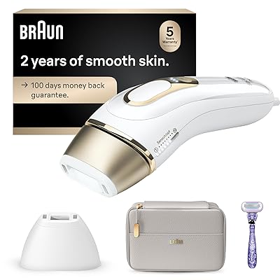 Braun IPL Silk·Expert Pro 5 PL5157 Latest Generation IPL, Permanent Visible Hair Reduction, Holiday Gifts for Women and Men, at-Home Hair Removal System with Soft Pouch and Precision Head