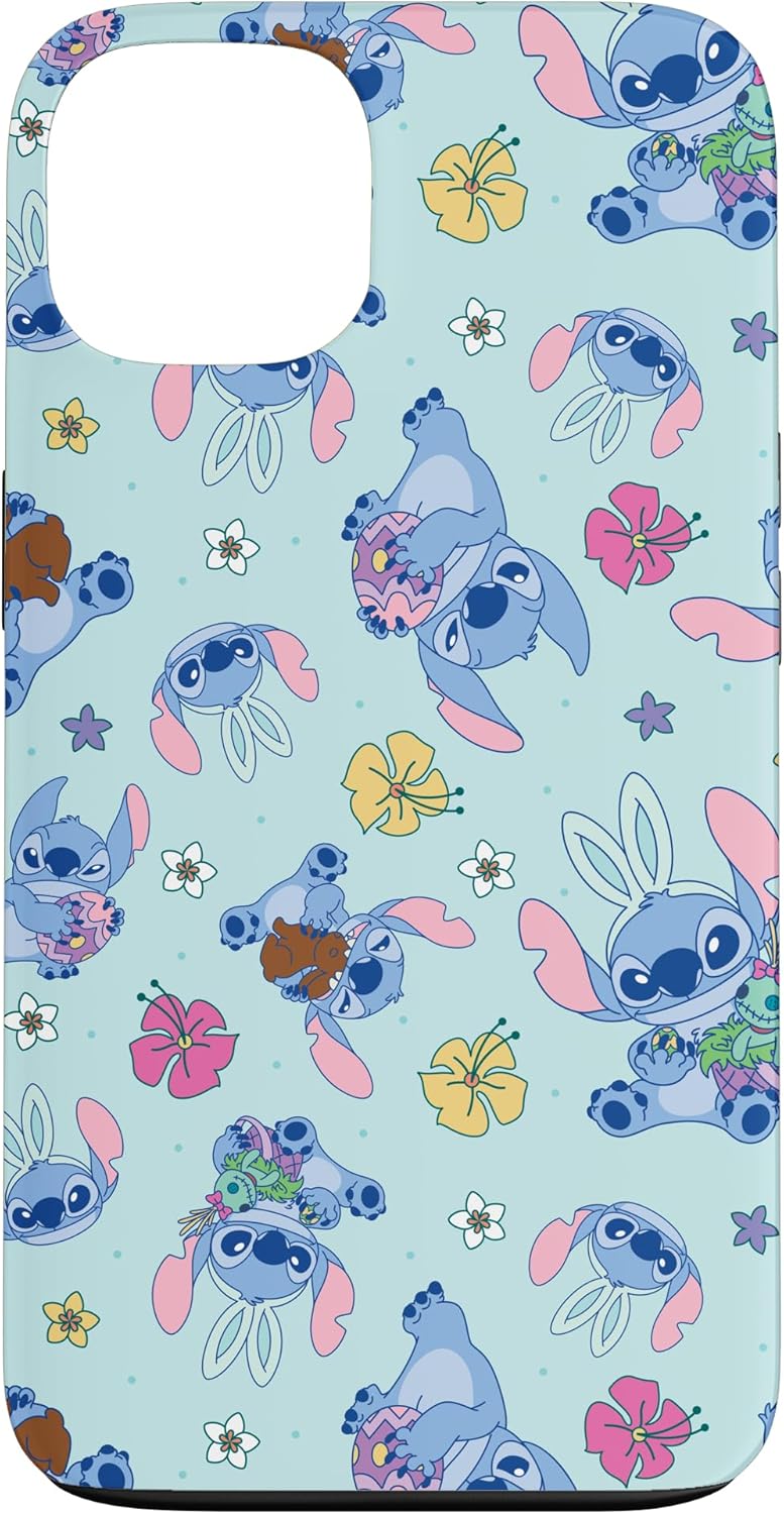 Disney Lilo & Stitch Cute Blue Easter Pastel Stitch Pattern Case for iPhone 13