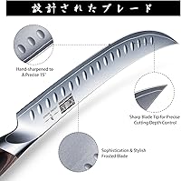 Vista 3 de HOSHANHO - Cuchillo de carvado y corte de 10 pulgadas, cuchillo de pecho de acero japonés de alto carbono con mango ergonómico de madera de Pakka