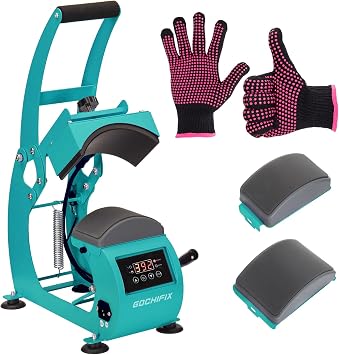 Hat Heat Press Machine, 6.54"x3.84"Curved Heat Plate, Precise Temp/Timer Control, Hat Stretcher, Safety Base, 2 Hat Pad, Glove, Heat Press Heat for Caps, Sublimation, Vinyl, Heat Transfer