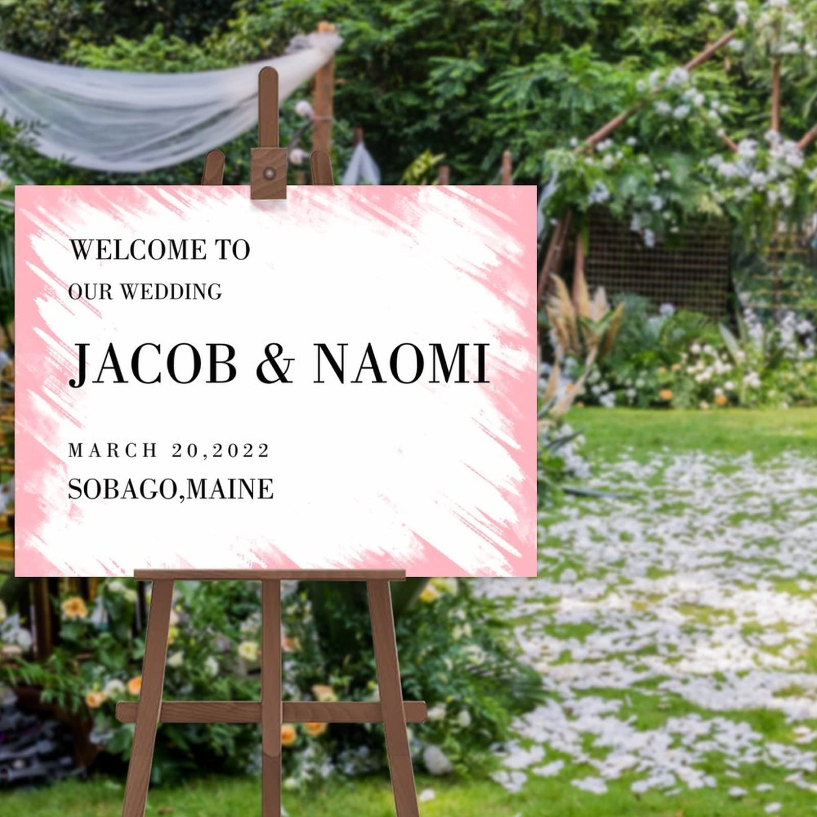 Panneau bienvenue mariage personnalisé thème forêt rustique et chic 30x45cm