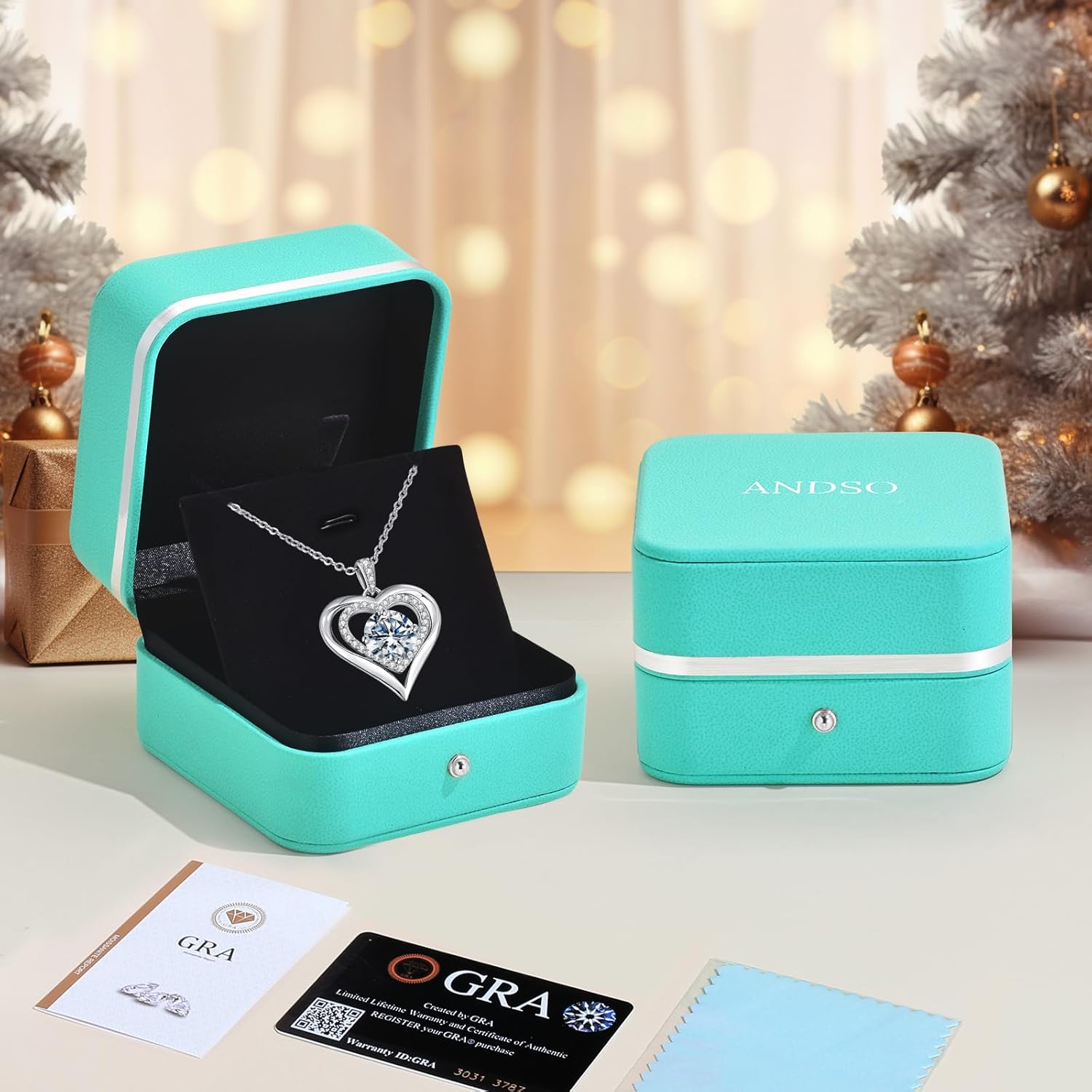 Valentine's Day Gift Moissanite Heart Pendant Necklaces for Women, 925 Sterling Silver Necklace Engraved with 'I LOVE YOU', Ideal Anniversary Birthday Jewelry Gifts for Mom Wife Girlfriend Daughter Her - Image 7