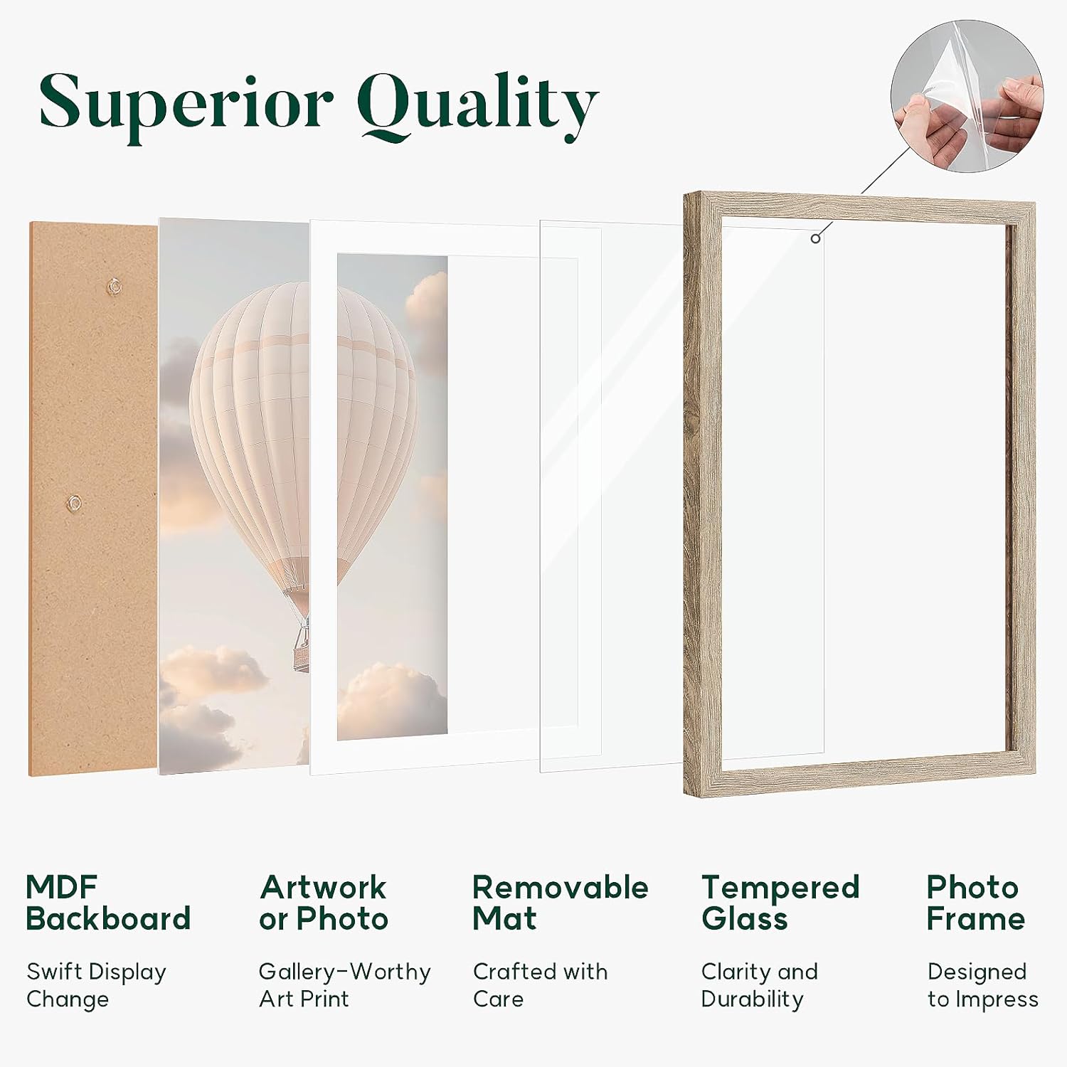 13x19 picture frame,Distressed Farmhouse Wood Pattern 13x19 poster frame Display 11x17 with mat,Horizontal and Vertical 19x13 picture frame,Plexiglass,Wall Décor,Light Wood Grain,1Pack