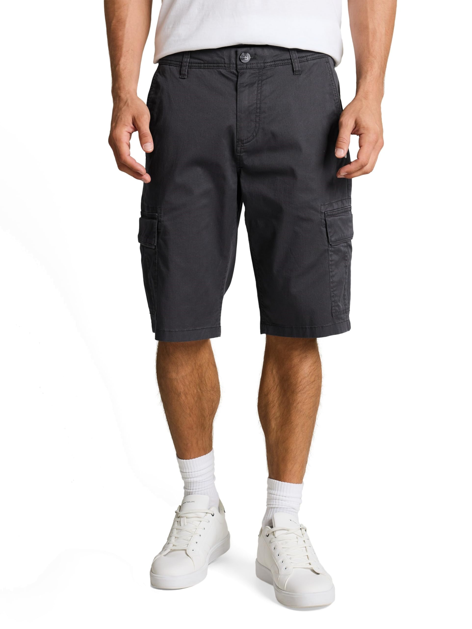 Tom Tailor Kurze Cargohose 34 – Grey Mini Geometric Print