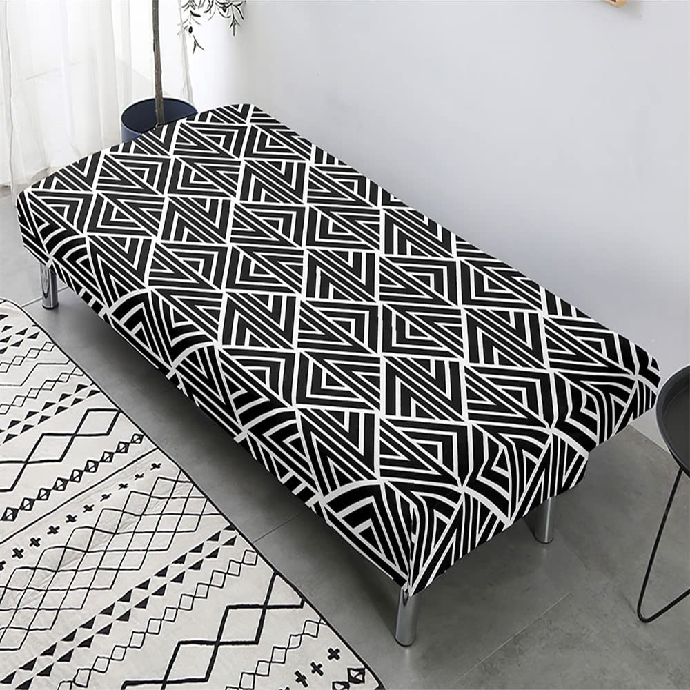Copridivano Elasticizzato Mateju 2/3 Posti | Senza Braccioli Per Divano Letto Clic-Clac | Geometria Blu/Verde 120-150cm | Lavabile