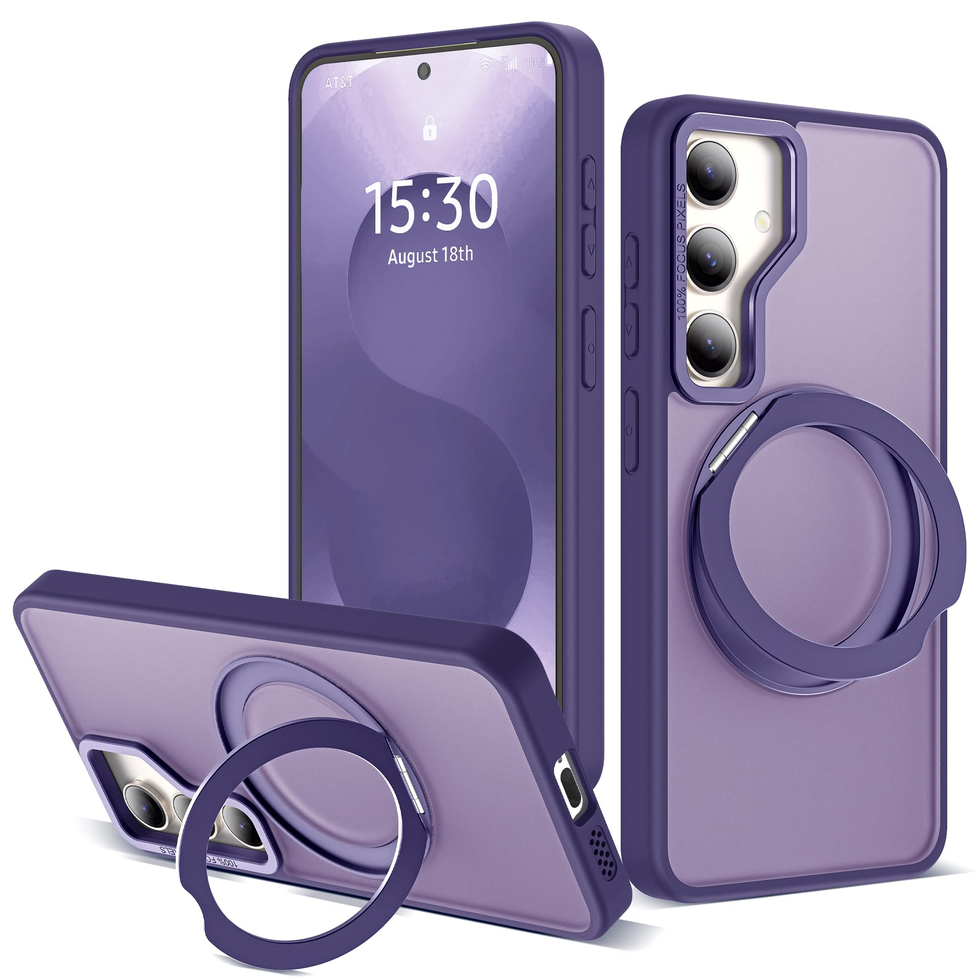 for Samsung Galaxy S25 Plus Case with 360° Spin Stand,Dark Purple