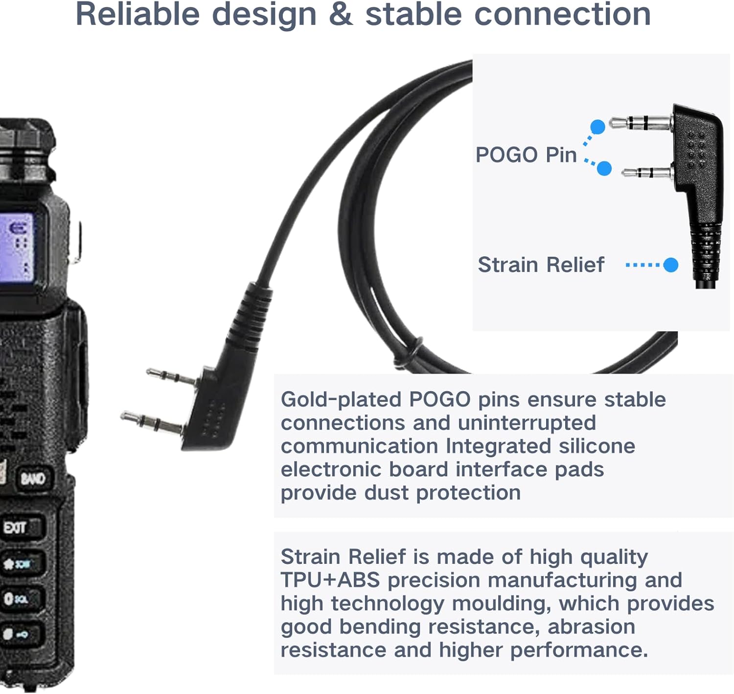 Radio Earpiece with PTT/Mic Compatible for Kenwood Baofeng SAMCOM BTECH Walkie Talkies Radios and Other walkie-talkies with Kenwood 2Pin Audio Jack Acoustic Tube Headset Walkie Talkie Headset (5 Pack)
