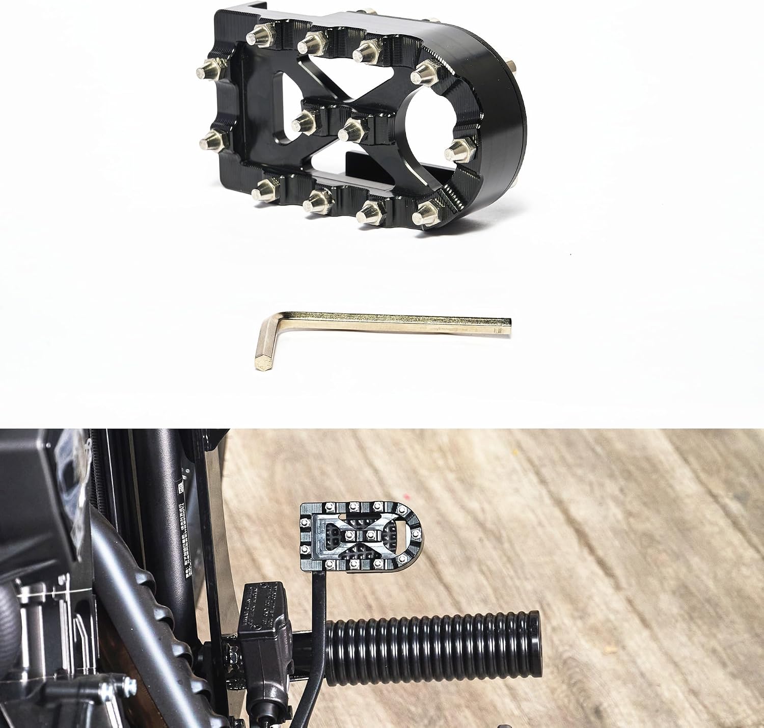 Aluminum Extended Larger Brake Pedal Cover Wider Brake Extender for Indian Scouts Bobber/Classic/Limited/Super Scout 2025+ Models Brake Accessories(Anti-Slip Cleat Pins Surface)