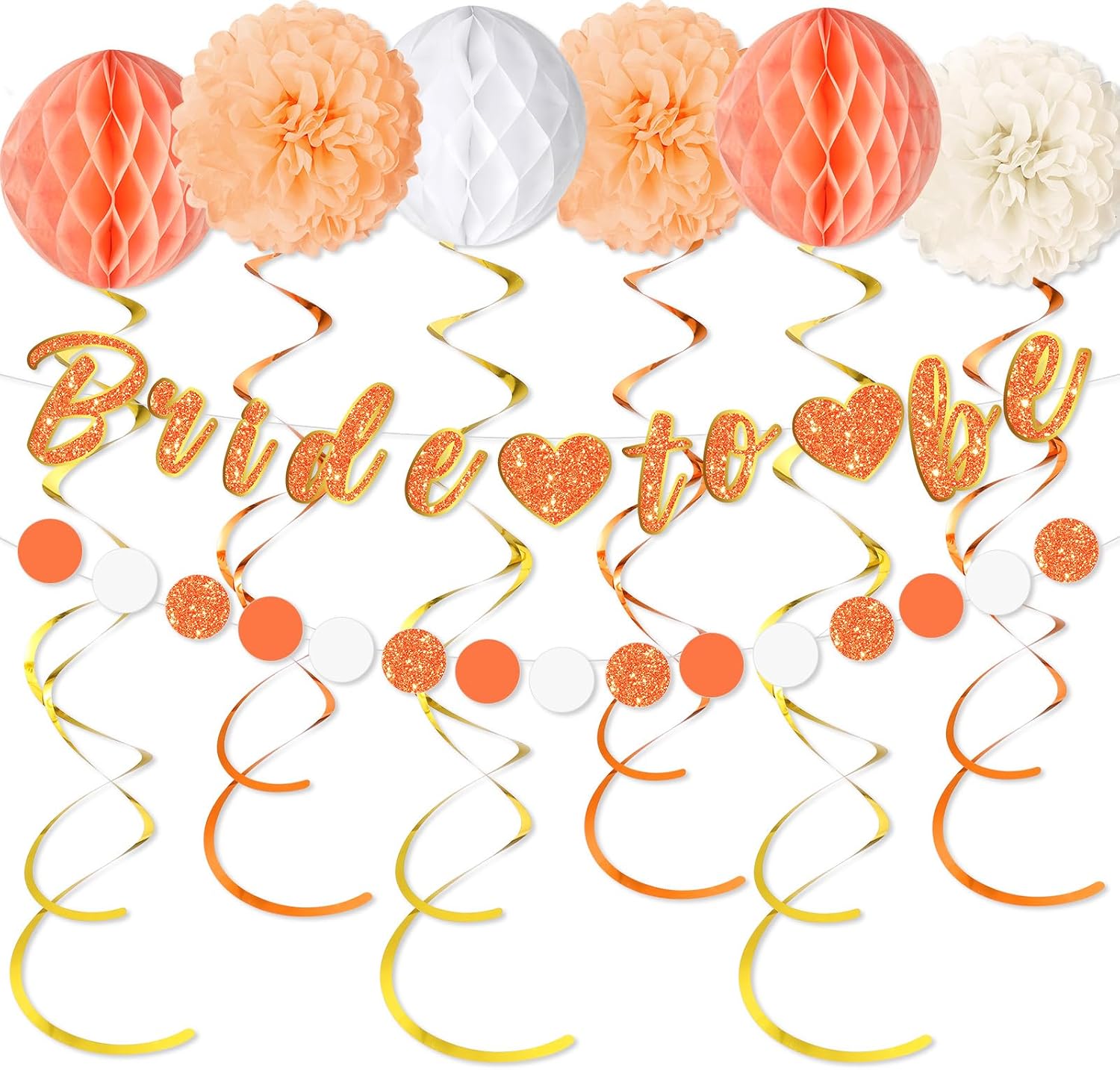 Bridal Shower Decorations Set Bachelorette Party Decorations Bride to Be Banner Garland Flower Tissue Pom Poms Honeycomb Balls for Bachelorette Bridal Engagement Wedding Party Supplies