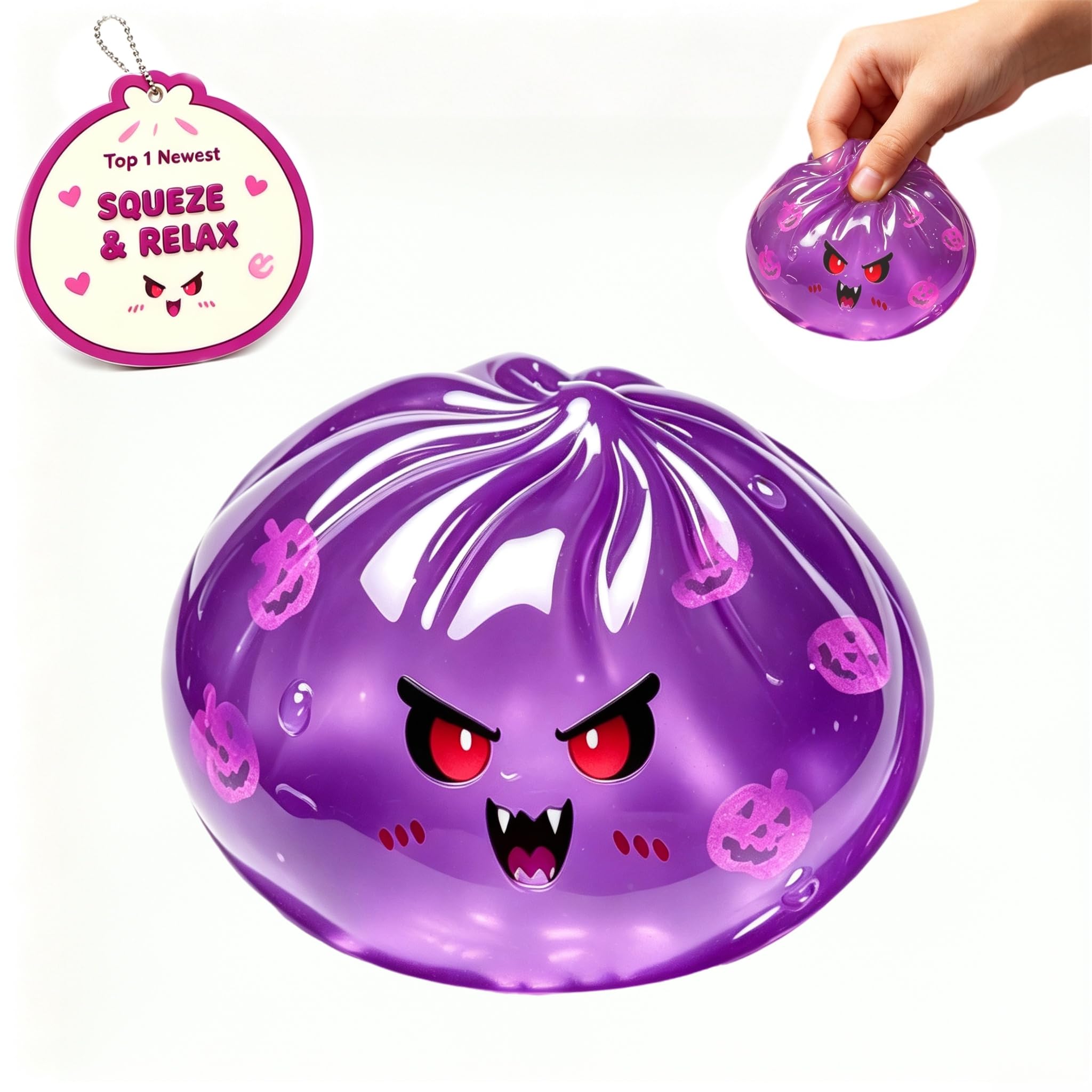 Glitter Halloween‑Themed, Pumpkin & Ghost Squeeze Decor (B-purple)