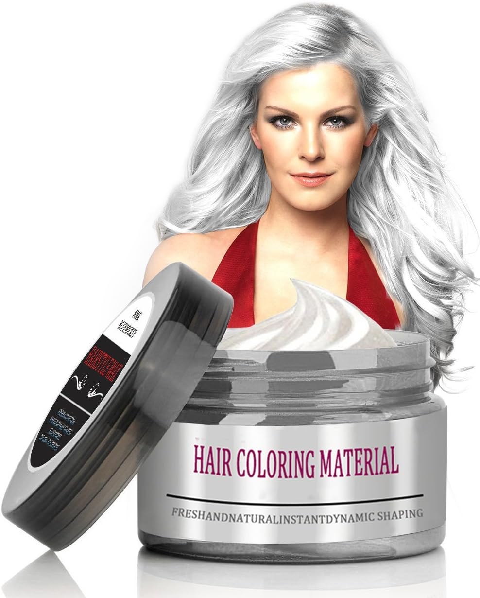 BMK Color Hair Wax Matte Free Style Modeling Styling Disposal Temporary Wax Hairstyle for Christmas, Party, Daily Life, Nightclub,Cosplay,Valentine's Day(Grandpa White)