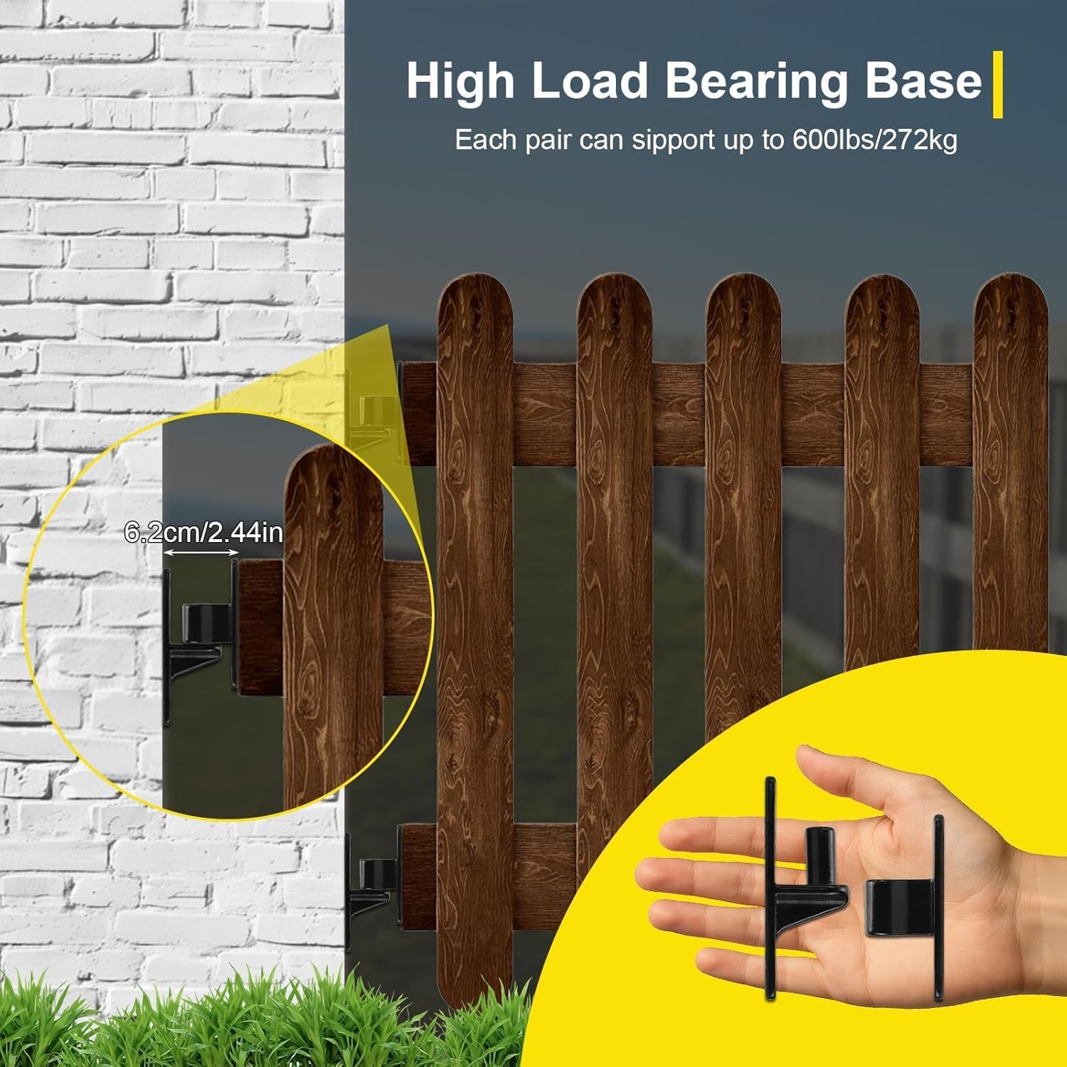 2 Pairs Heavy Duty Gate Hinges, 304 Stainless Steel Wall Mount Gate Hinge with Screws and Bolts for Wooden Fence, Shed, Barn Door, Garden Gate, Outdoor & Indoor (Black)