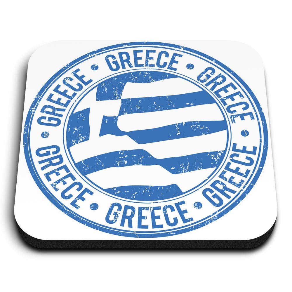 1 x Square MDF Fridge Magnet - Greece Greek Flag Travel Stamp 5591