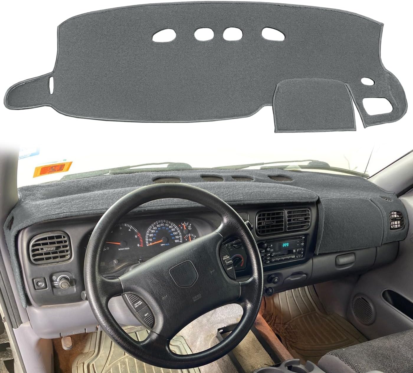 Dash Cover Mat Custom Fit for Dodge Dakota Durango Dashboard Cap Pad Carpet Protector K302 (Dark Gray)