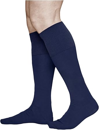vitsocks Men's Thin 100 COTTON Dress Long Knee High Socks 2 PAIRS Lightweight Fine elegant Formal Over-The-Calf Length