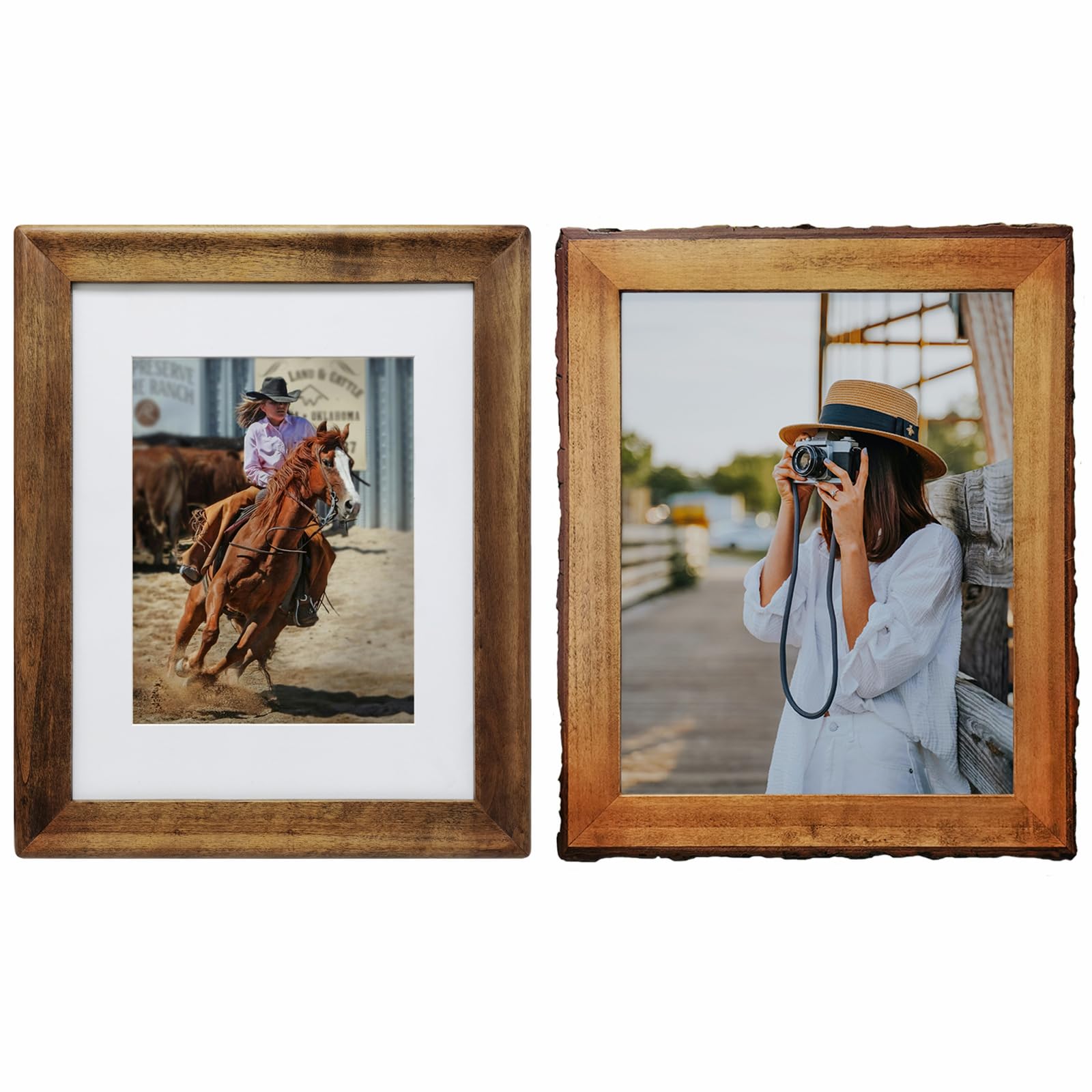 Eosglac Brown Rustic Solid Wood Picture Frame 11x14 inch 2 Pack for Wall Hanging Gallery Frames Decor