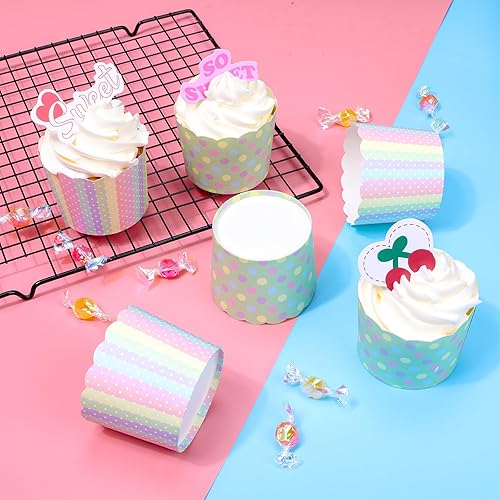 Miniatura 5 de Paquete de 60 tazas de papel para hornear, grandes a prueba de grasa, magdalenas, muffins, envoltorios desechables para cumpleaños, baby shower y
