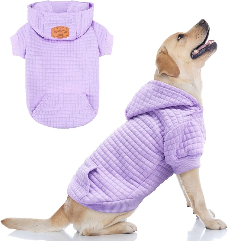 BEAUTYZOO Suéter con capucha para perros grandes, abrigo laminado para mascotas tipo gofre