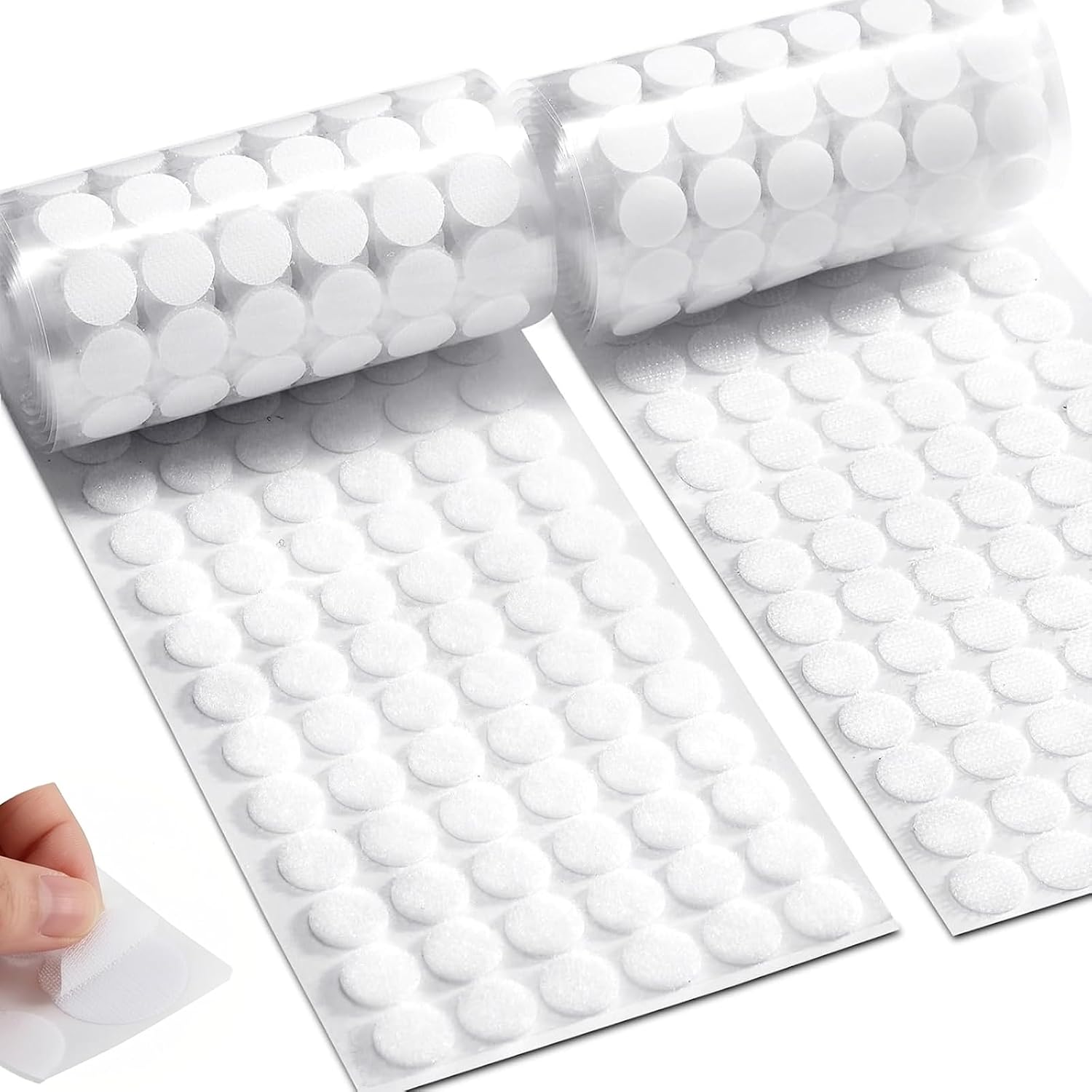 1000Pcs 1 inch Self Adhesive Hook and Loop Dots, Round Sticky Back Fasteners, Heavy Duty Fixing Circles for DIY Crafts Classroom Home Office White