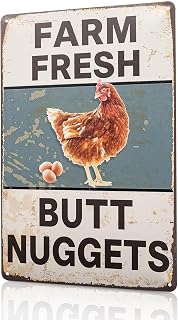 Funny Chicken Coop Signs Decor Accessories Vintage Metal Gifts For Farm and Garden 8×12 inches (C)
