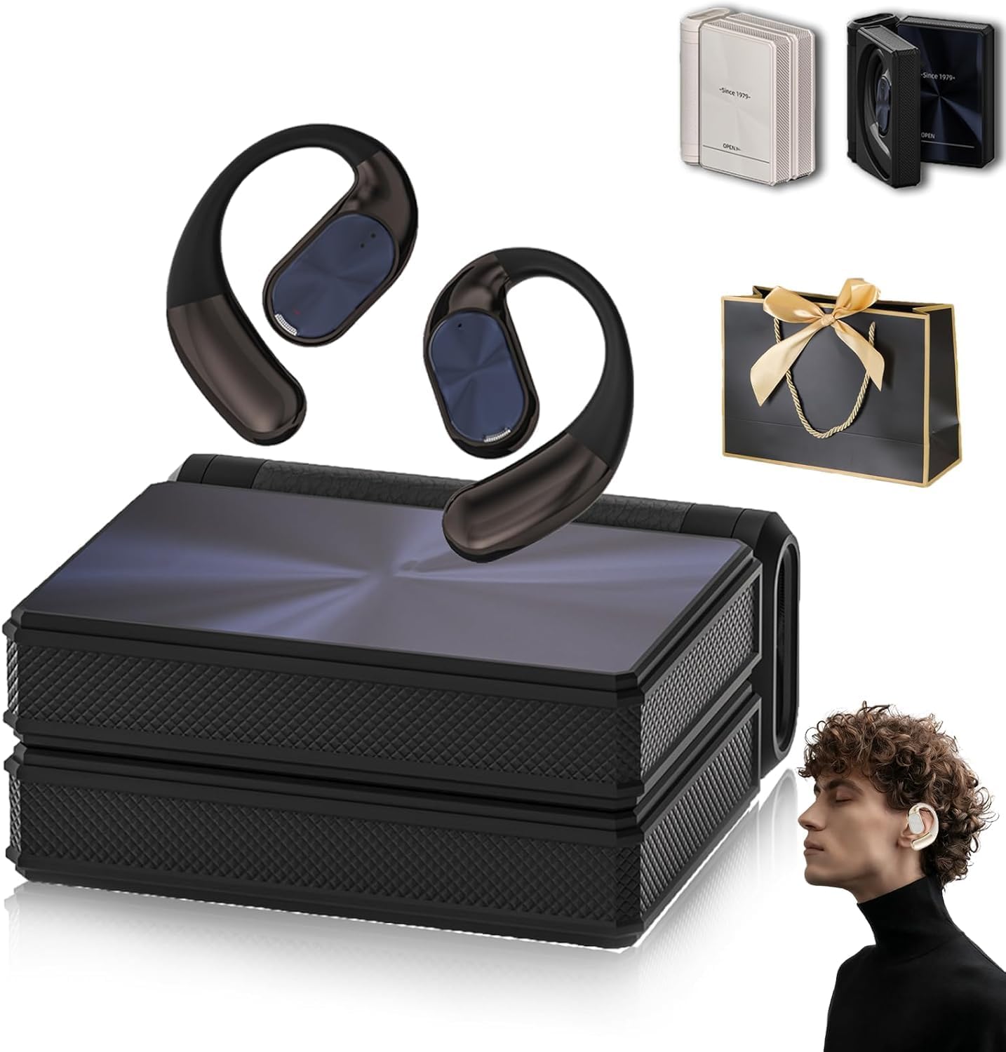 Ear Buds - Headphones Bluetooth with Dual-Fold Design, 2026 Upgraded Bluetooth Headphones, Dual-Fold Wireless Earbuds, IPX5 Waterproof Sweatproof for Running, Cycling & Sports (Black)