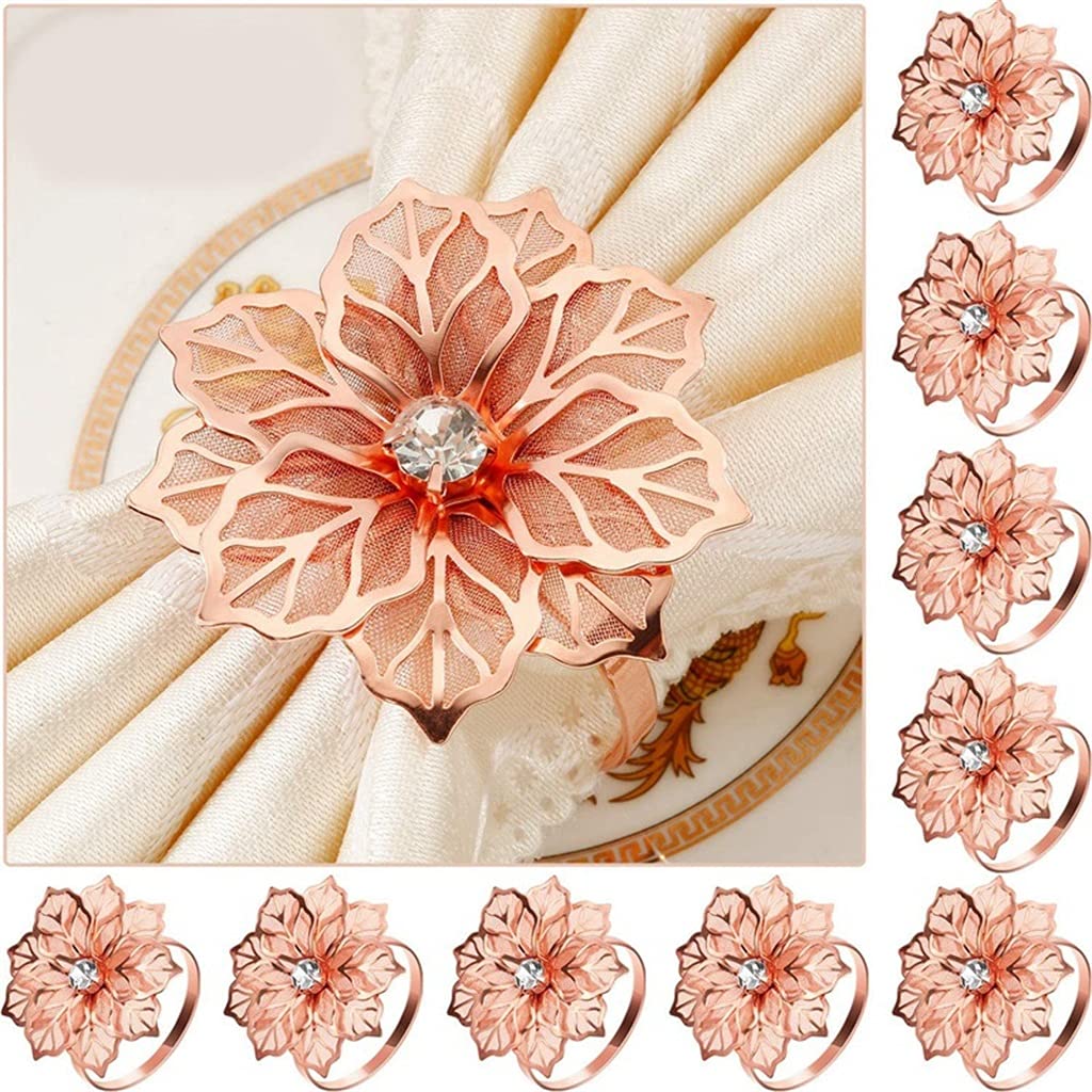 12 Stück Serviettenring aus Legierung mit hohler Blume, Serviettenhalter, Serviettenring, Hochzeitsdekoration (A, wie das Bild zeigt)