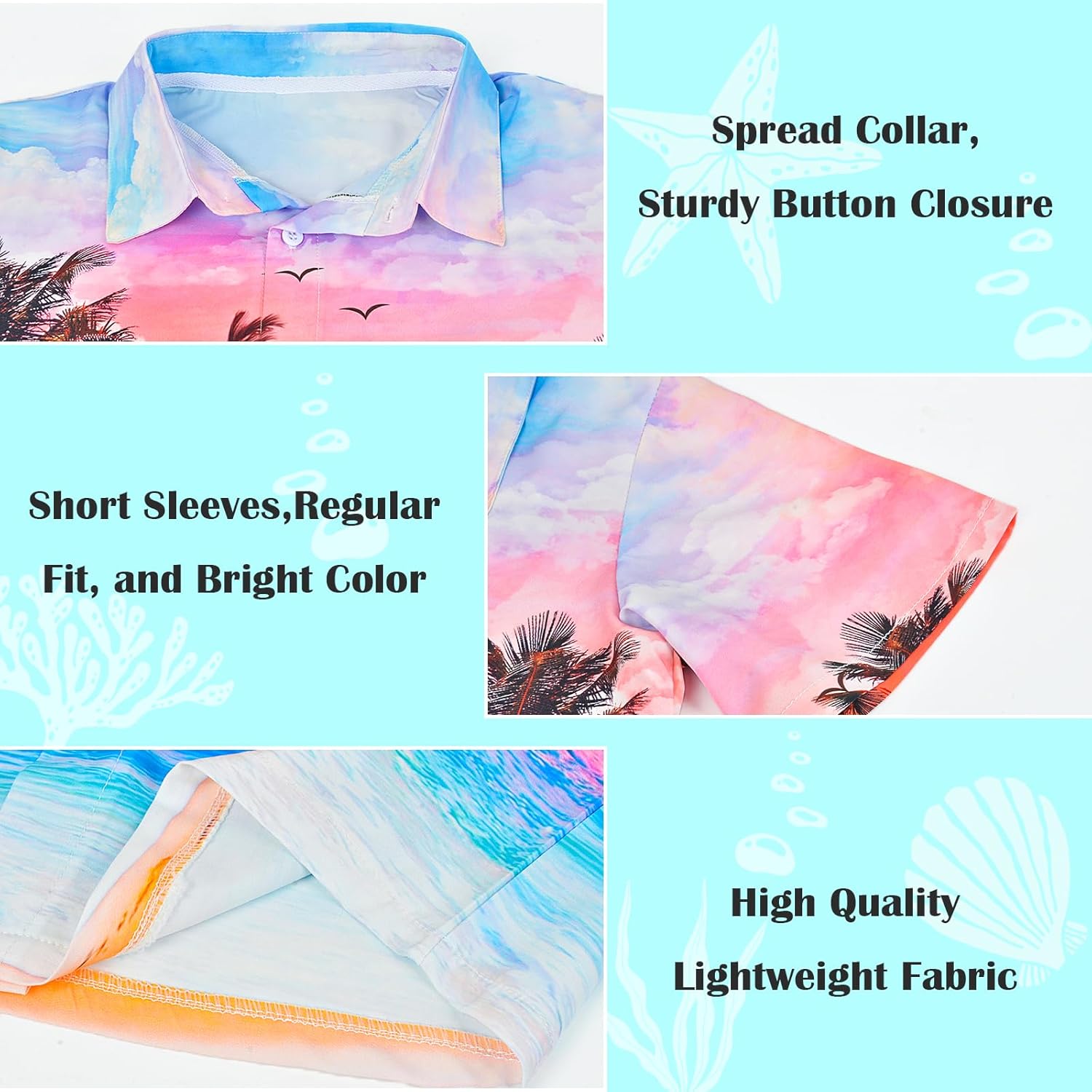 Boy's Button Down Hawaiian Shirts Short Sleeve Cool Cartoon Print Aloha Dress Tops T-Shirt for Kids 7-12T - Image 5