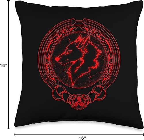 Miniatura 4 de Norse Wolf Fenrir Celtic Viking Norse Mythology Viking Fenrir Fenris Wolf Celtic Triskelion Symbol - Almohada (16 x 16 pulgadas), multicolor