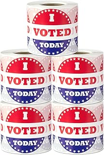 1500 Labels - I Voted Today Stickers with American Flag - 2 inch, Round, Circle Dot - I Voted Stickers - Red, White & Blue - Fabric Friendly, Pressure Sensitive Self-Adhesive