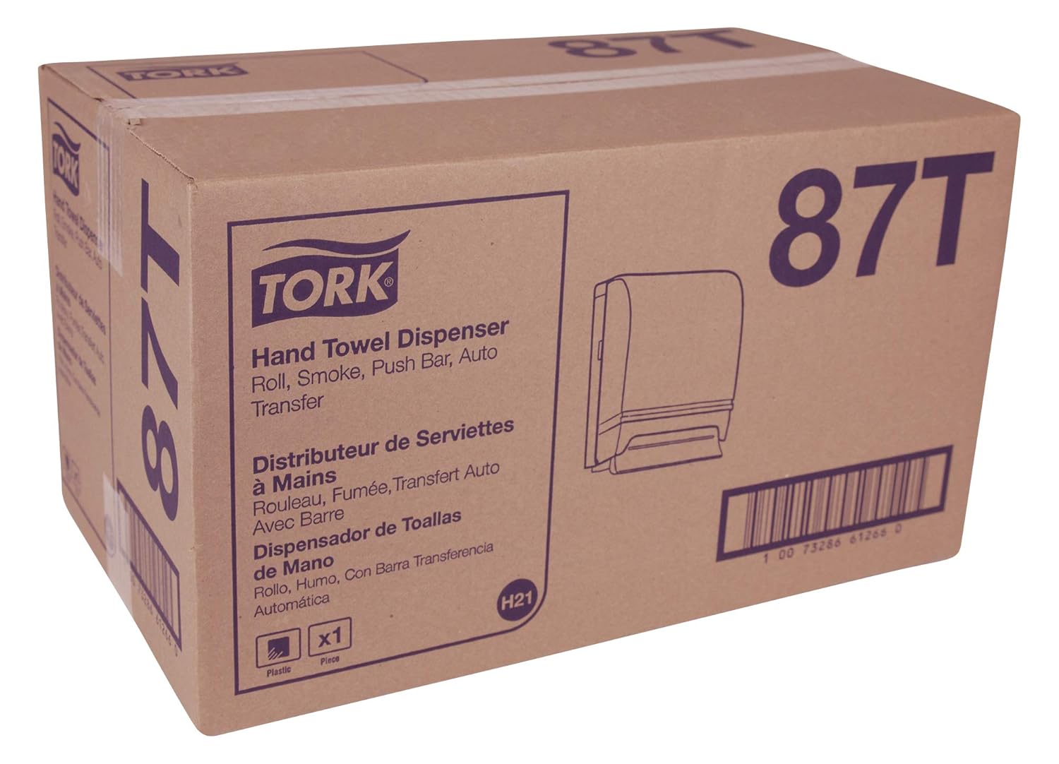 Tork Hand Towel Roll Dispenser, Smoke/Gray, H21, Push-Bar, Auto Transfer, Durable, High-Capacity, Hygienic, 87T: Industrial & Scientific