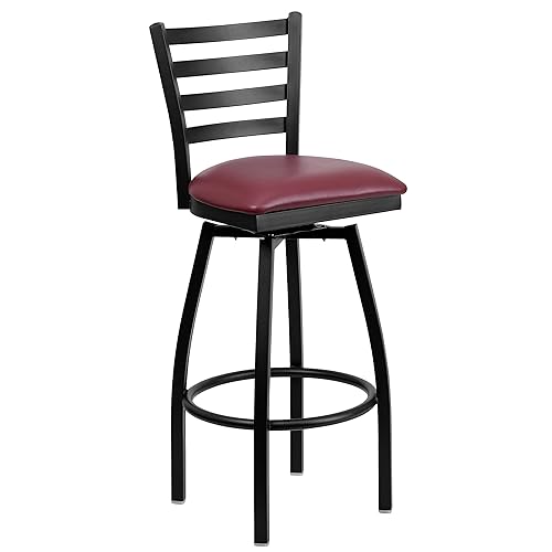 Flash Furniture HERCULES Series Black Ladder Back Swivel Metal Barstool