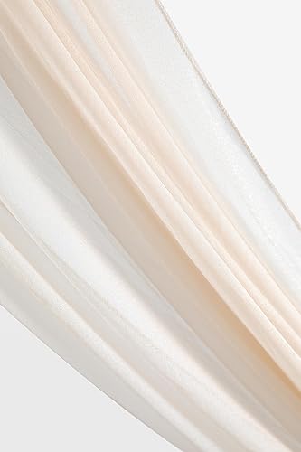 Miniatura 3 de Serra Flora Tela drapeada para arco de boda, 2 paneles de 20 pies, cortinas de gasa transparente marfil para ceremonia de boda, fiesta de