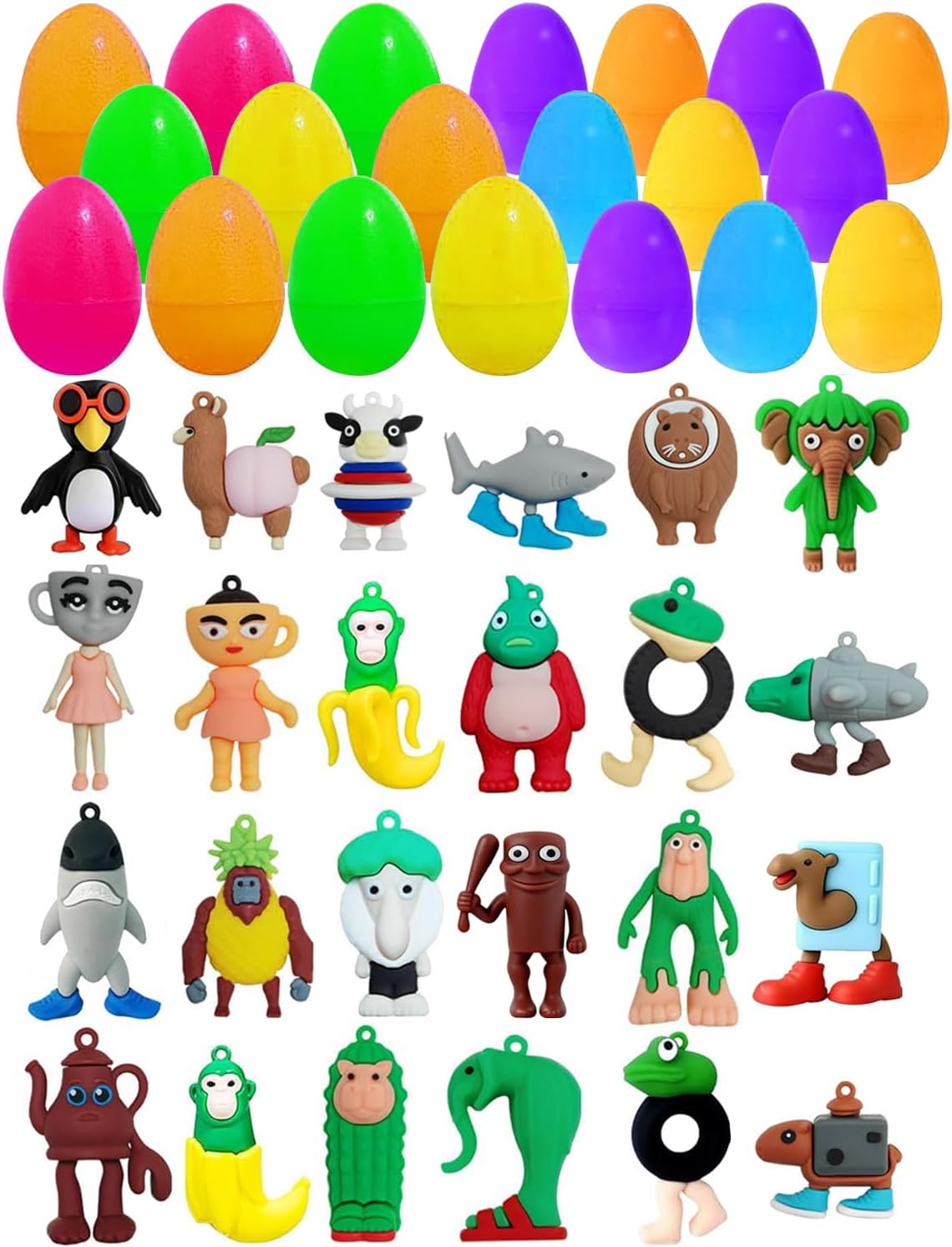24pcs Prefilled Easter Eggs with Italian Brainrot Toys Inside - Easter Basket Stuffers, Egg Hunt Game Supplies, Teacher Classroom Prizes, Surprise Party Favors