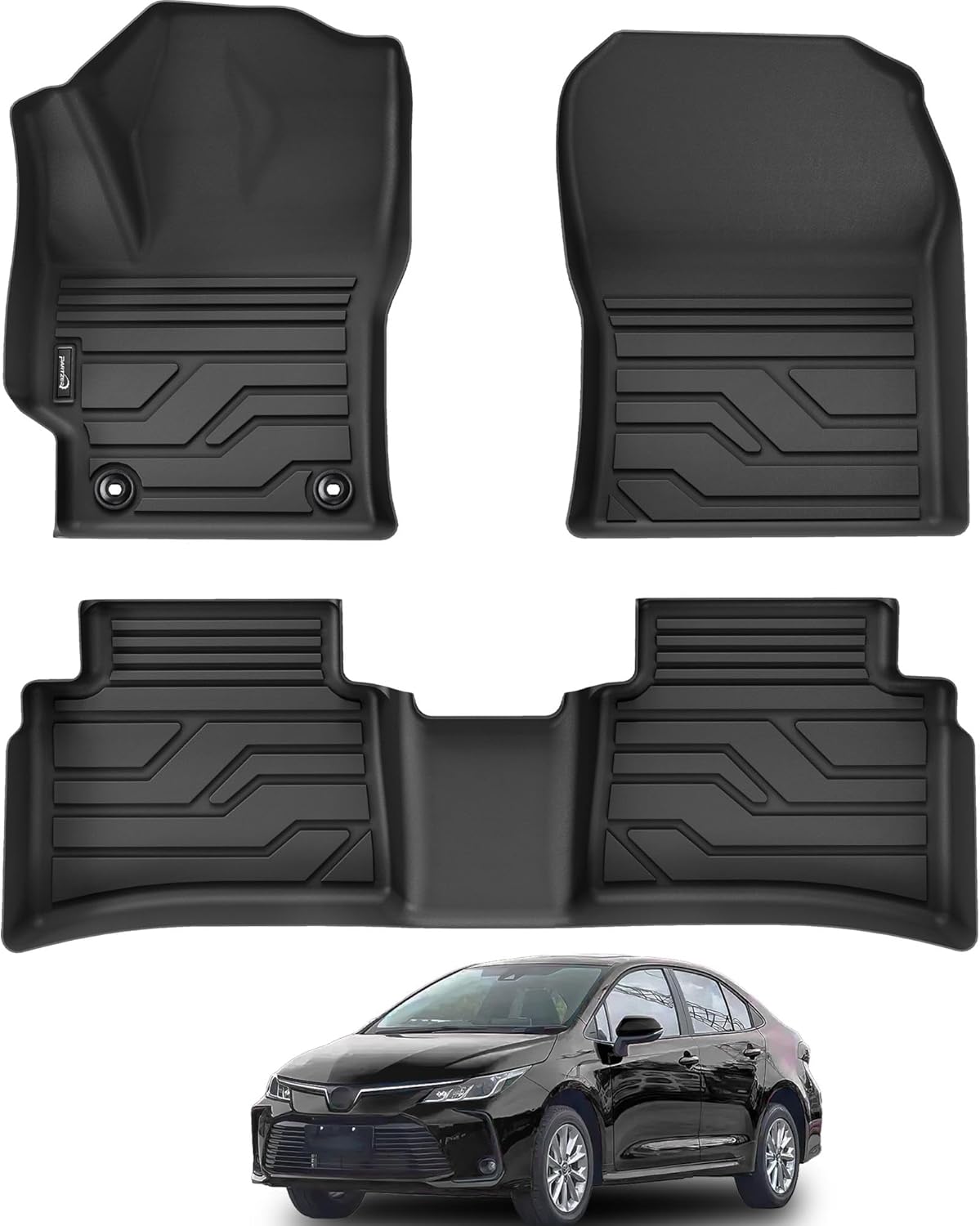 Floor Mats for Toyota Corolla 2020-2025 2026 Sedan (Not Fit for Hatchback and Cross), Custom Fit All-Weather TPE Floor Liners, Front & 2nd Row Mat for Corolla Car Accessories