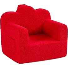 Tiita Kids Sofa, Childrens Couch with Carry Handle, Portable Kids Foam Sofa Couch, Lightweight Kids Chair for Playroom, Dorm Room, Small Space, Red