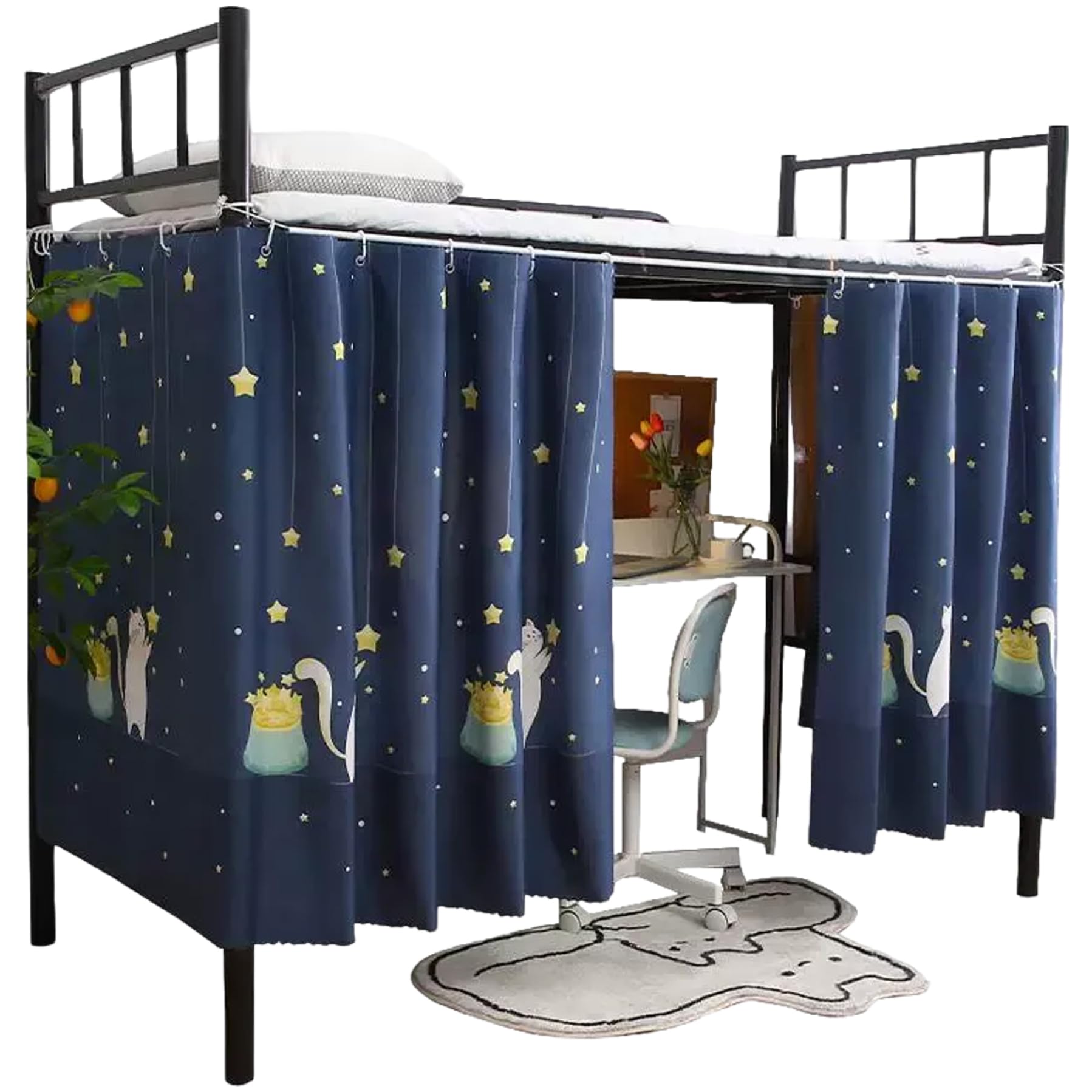 Uanqfegy 2 Panel Bunk Bed Curtains With Grommets, Loft Curtains For Dormitory, 79X45