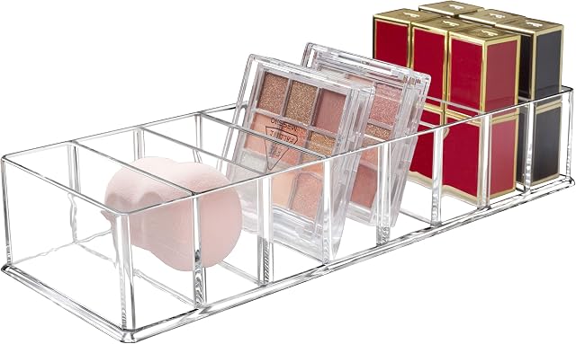 Seitop Detachable Makeup Organiser, 8 Compartments Clear Acrylic Cosmetic Storage Organizer Jewellery Display Boxes Drawer Organizers Case for Dresser Vanity Bathroom Kitchen