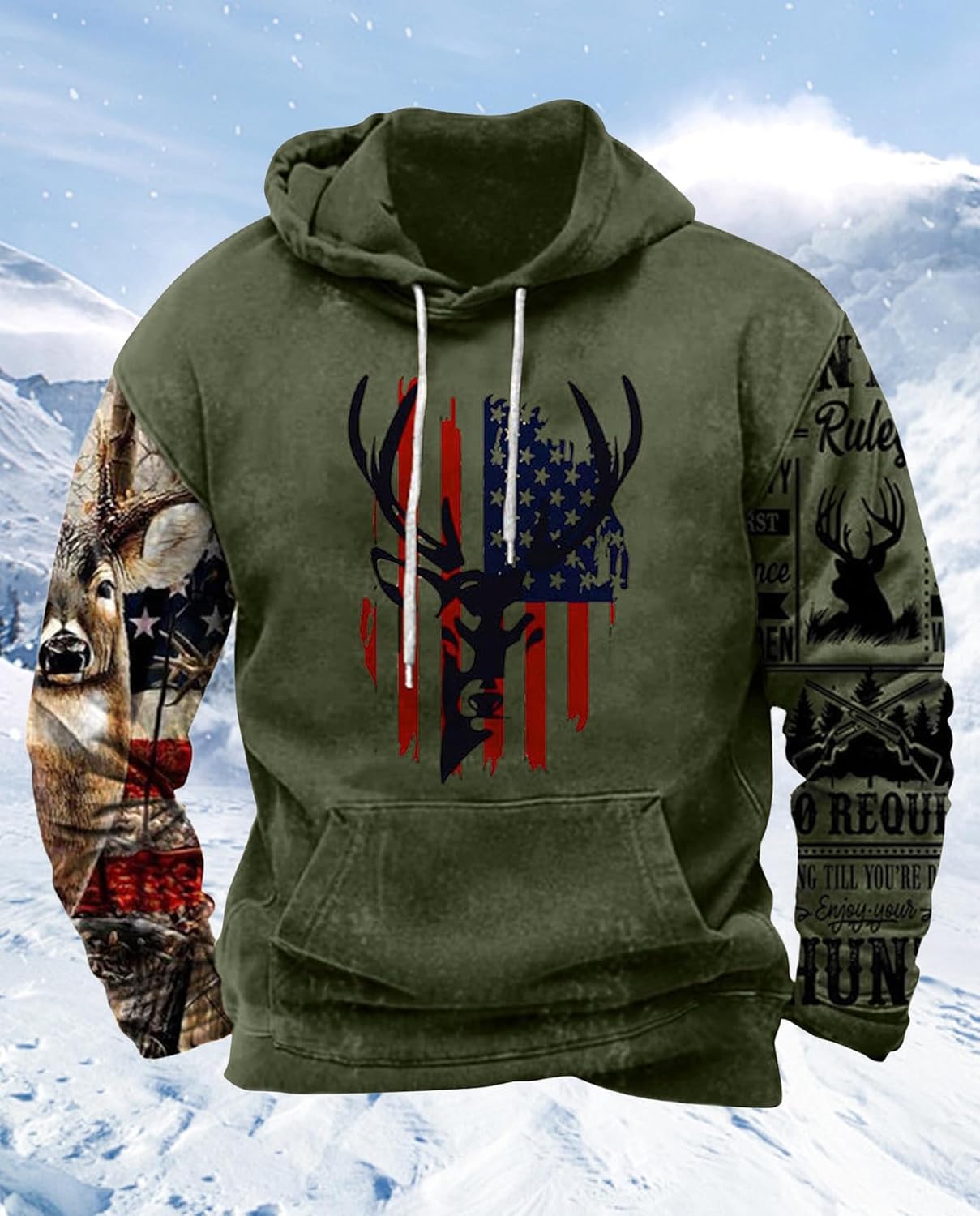 Western Hoodie for Men Aztec Cowboy Printed Drawstring Pullover Hooded Sweatshirt M... - Image 6