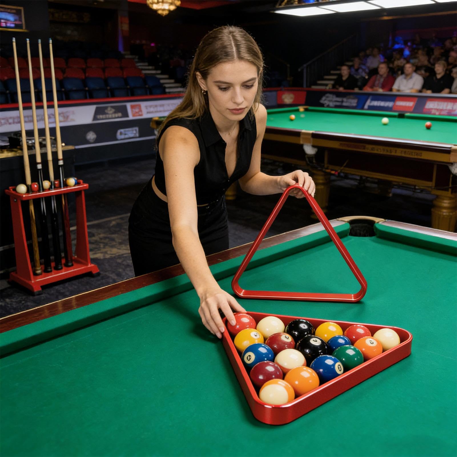 qokeeu Triángulo Para Billar | Accesorios Deportivos Americanos Estándar | Triángulo De Mesa Para Billar,Para Casa Sala De Juegos Club Bar Partidos Entrenamiento Jugadores Aficionados — view 2