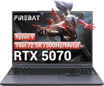 RTX 5070 Gaming Laptop, 16" WQXGA 300Hz 500nits Display, AMD Ryzen9 7845HX 12-Core, up to 5.2GHz, 64MB Cache, 32GB DDR5 RAM, 1TB Gen4 SSDPCIe5.0 Support, Desktop-Class Notebook PC Computer