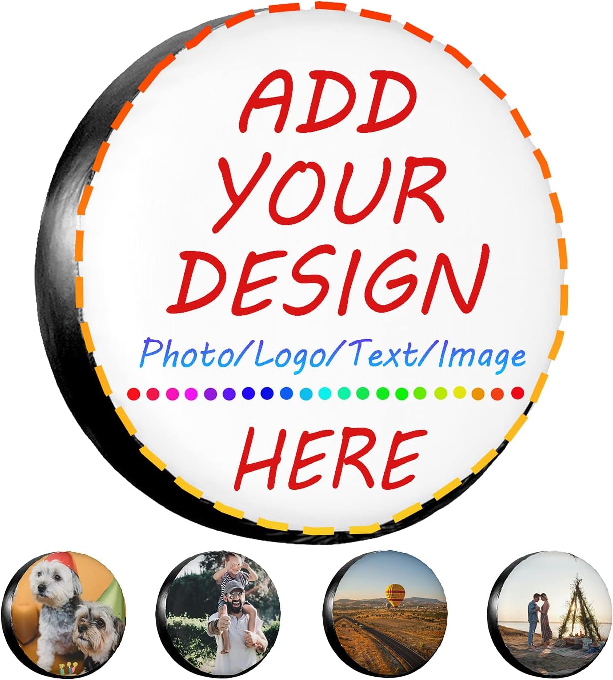 Custom Spare Tire Cover Personzlized Waterproof Dust-Proof Universal Wheel Tire Add Your Customized Photo Picture Text Tire Cover Protectors for Trailer Rv SUV and Many Vehicle